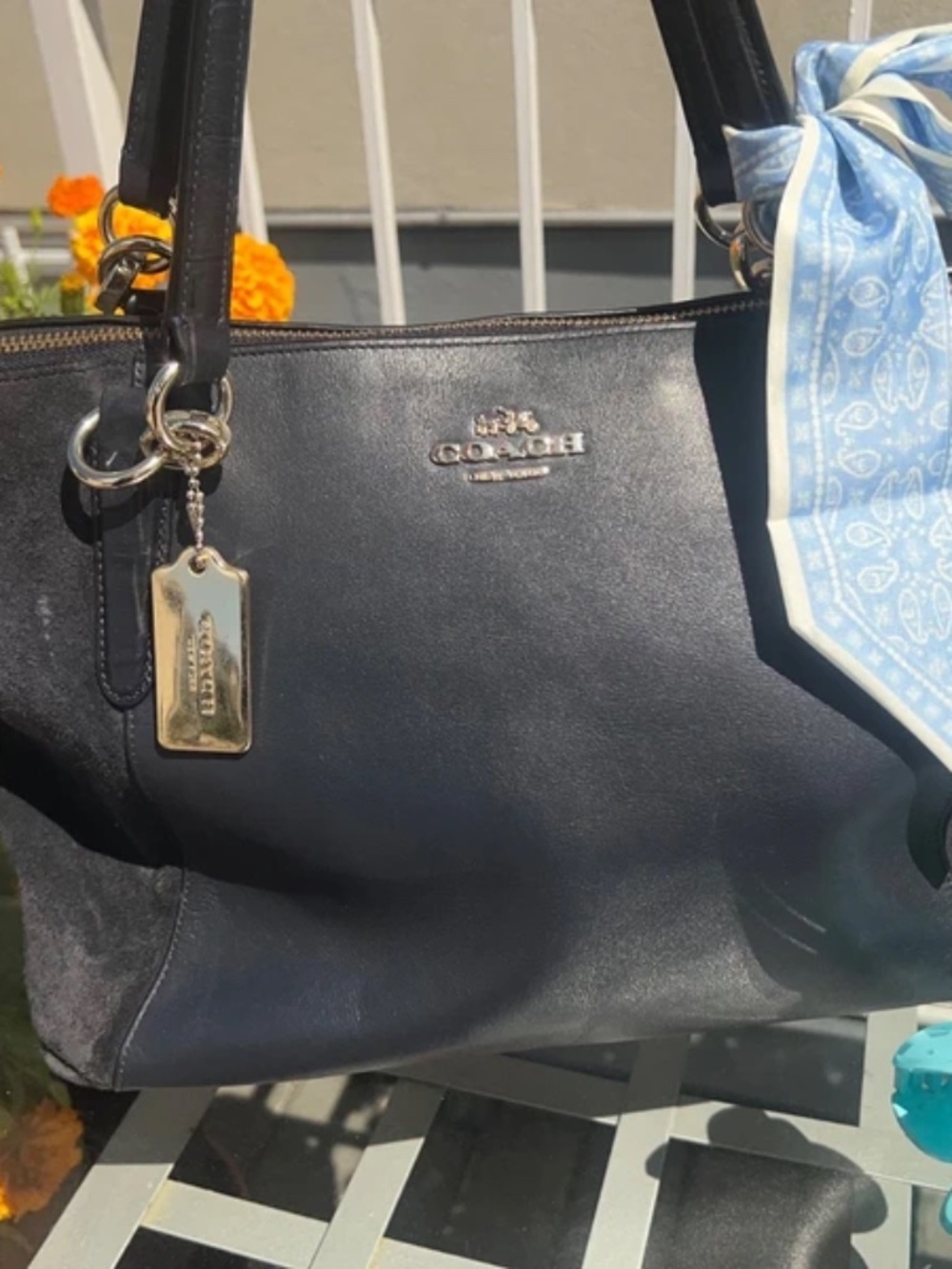 Coach Ava Tote in Midnight Navy Blue (Leather & Suede)